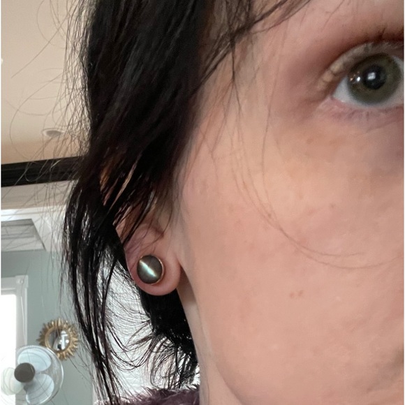 Antique Cat’s Eye Operculum 14k Screwback Earrings - Picture 6 of 6